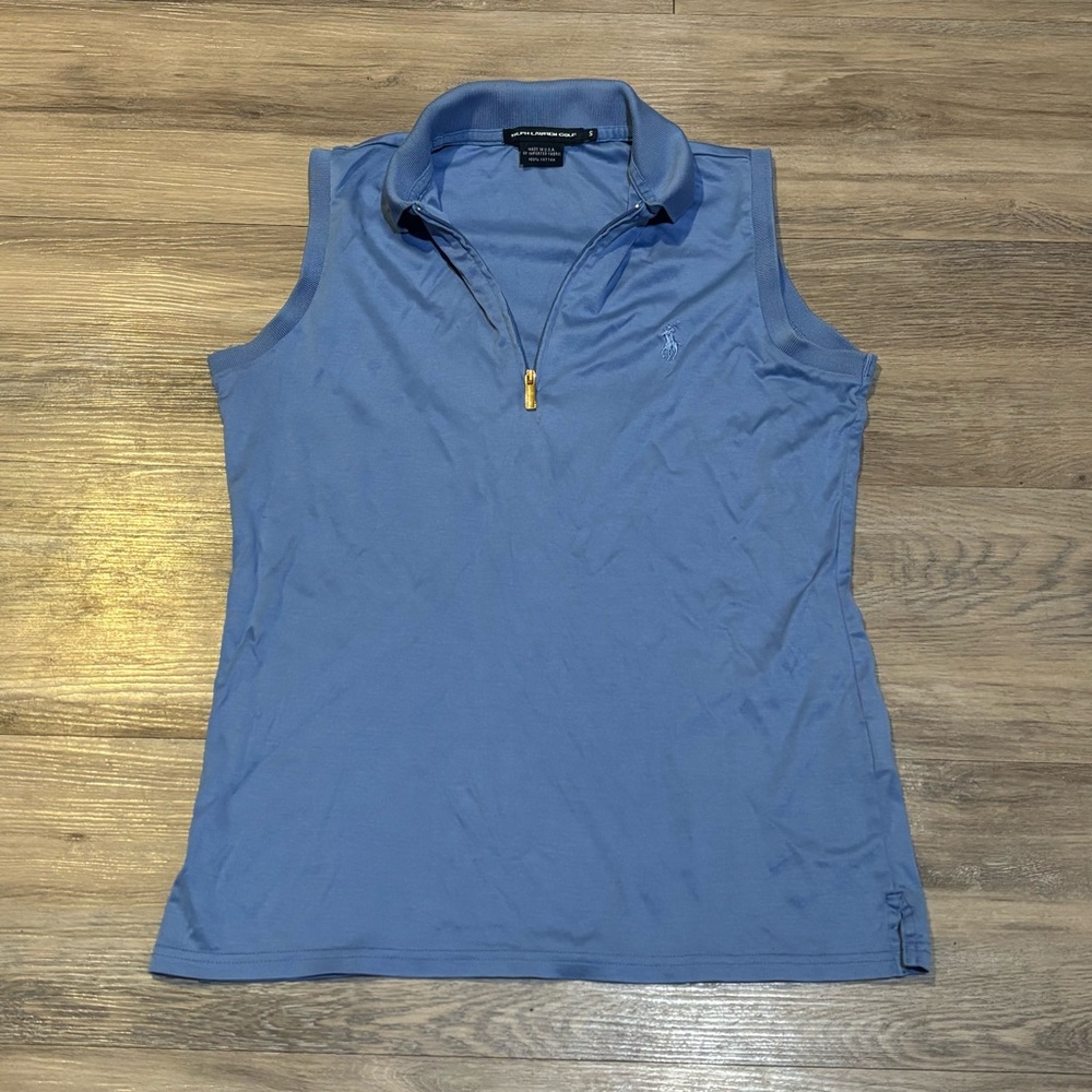 Vintage Ralph Lauren Golf sleeveless 1/4 zip polo size small cotton periwinkle